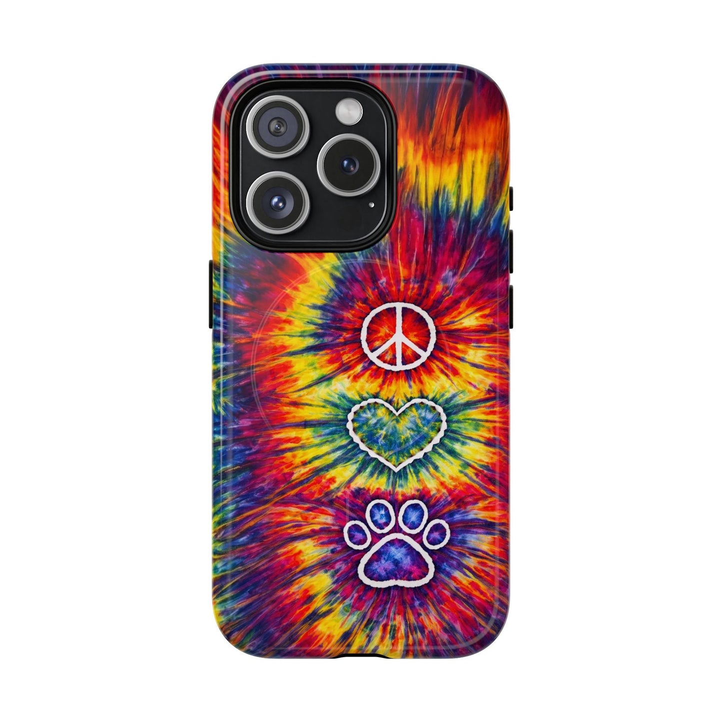 PEACE LOVE PAW PRINT COLORFUL MAGNETIC PHONE CASE - TLNT1604262