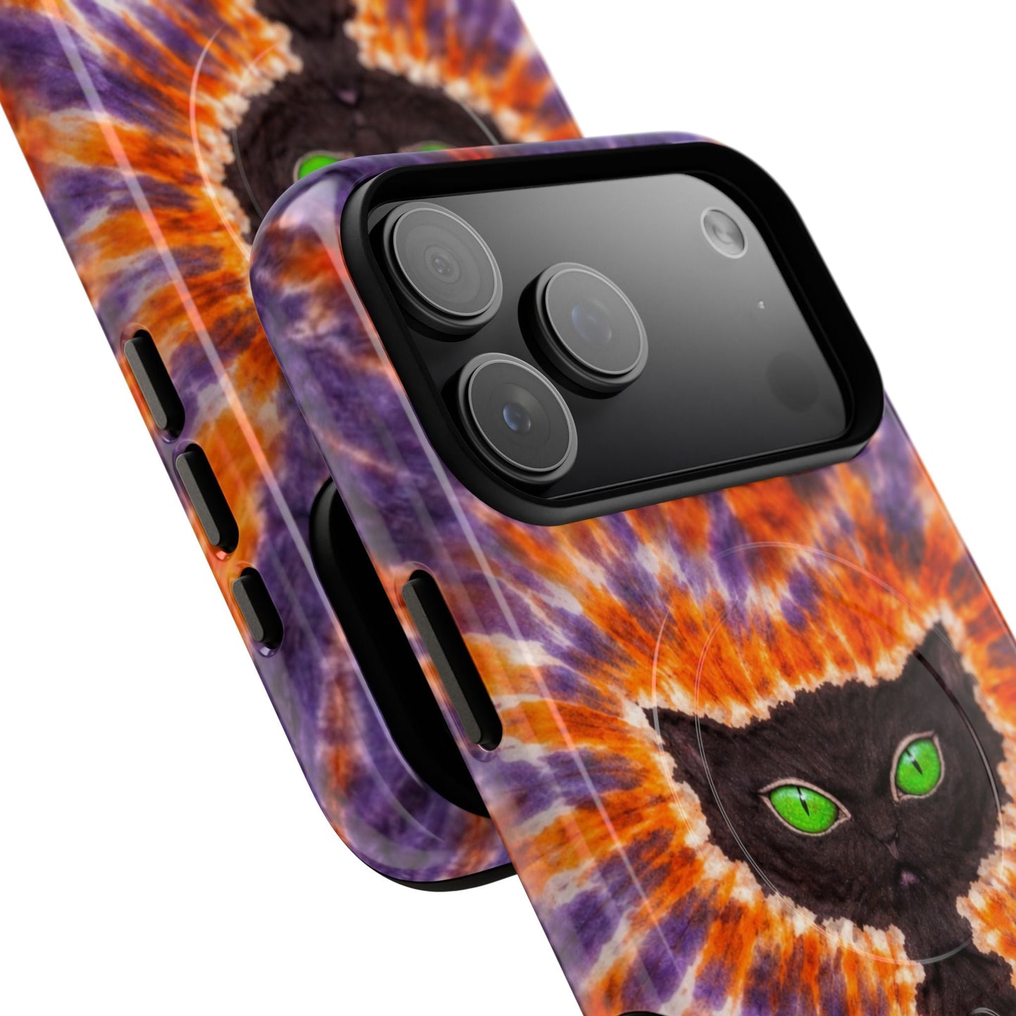 BLACK CAT PURPLE & ORANGE MAGNETIC  PHONE CASE  - TLHN2404264