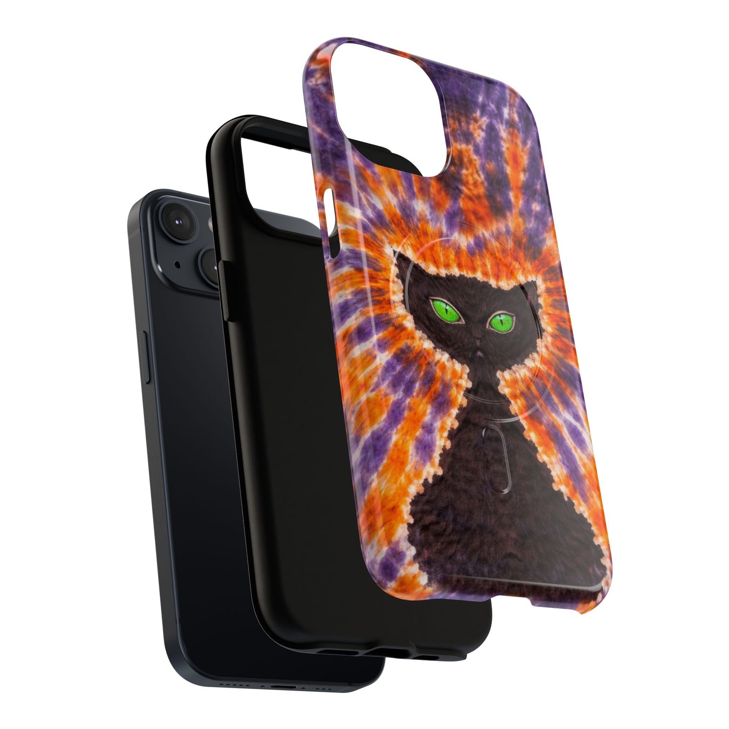 BLACK CAT PURPLE & ORANGE MAGNETIC  PHONE CASE  - TLHN2404264