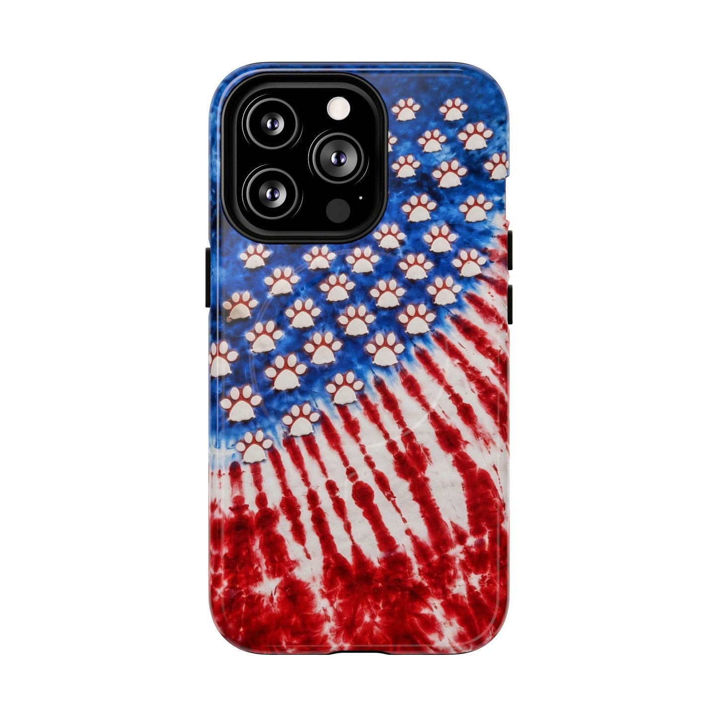 PAW PRINT RED WHITE & BLUE MAGNETIC PHONE CASE - TLHG1704262