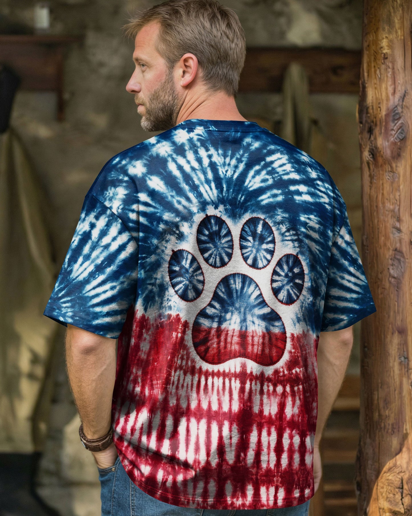 DOG PAPA RED WHITE & BLUE  ALL OVER PRINT  - TLNT2404263