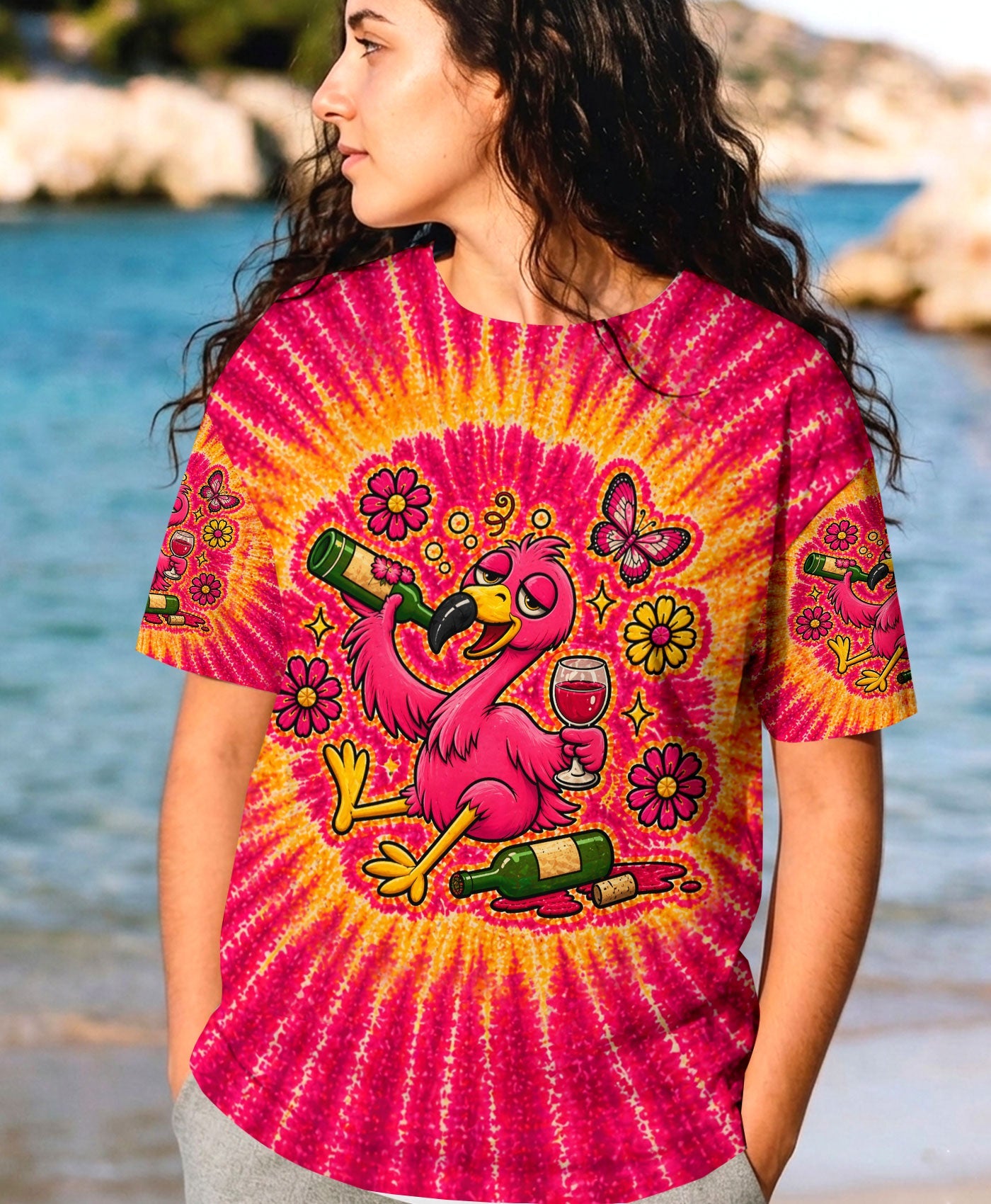I'M NEVER DRINKING AGAIN FLAMINGO ALL OVER PRINT   - TLHN2804262
