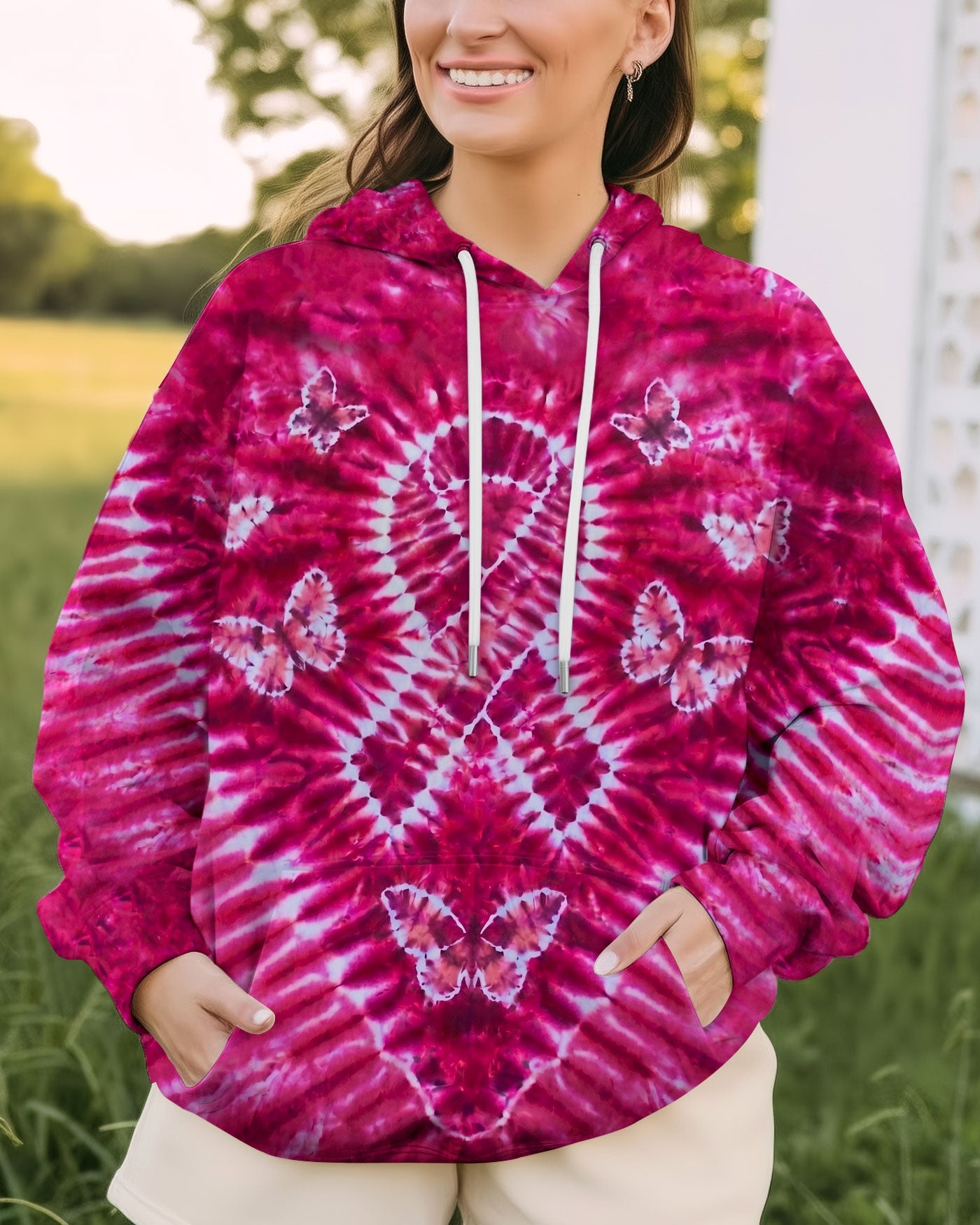 RIBBON BUTTERFLY  BREAST CANCER AWARENESS PINK SWIRL ALL OVER PRINT - TLHN1604261
