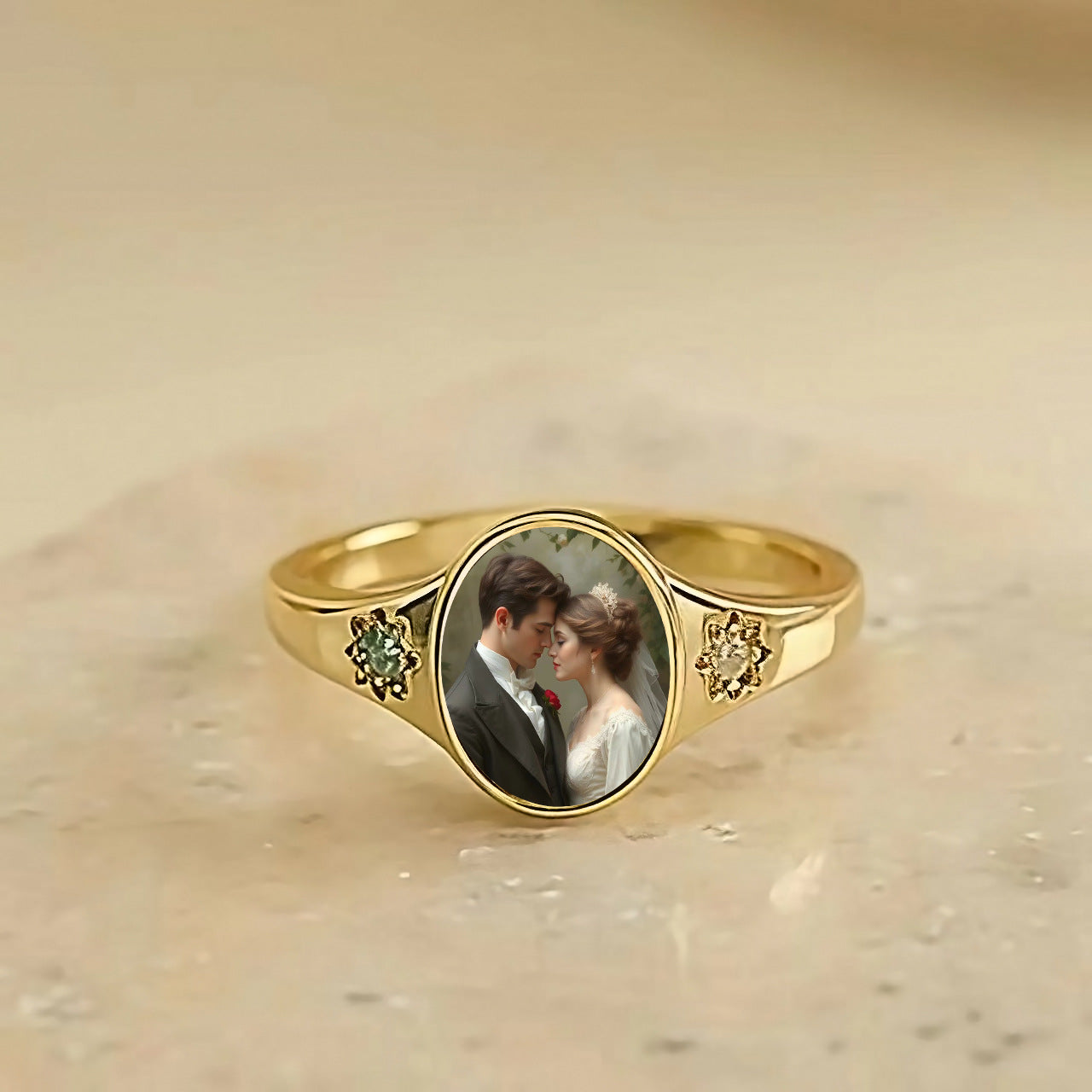 Personalized Birthstone Photo Ring