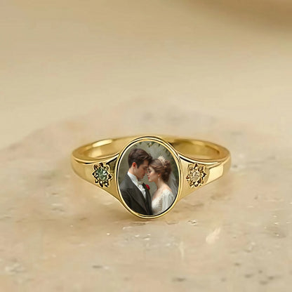 Personalized Birthstone Photo Ring