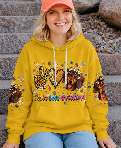 PEACE LOVE DACHSHUND DOG ALL OVER PRINT   - TLHN1905261