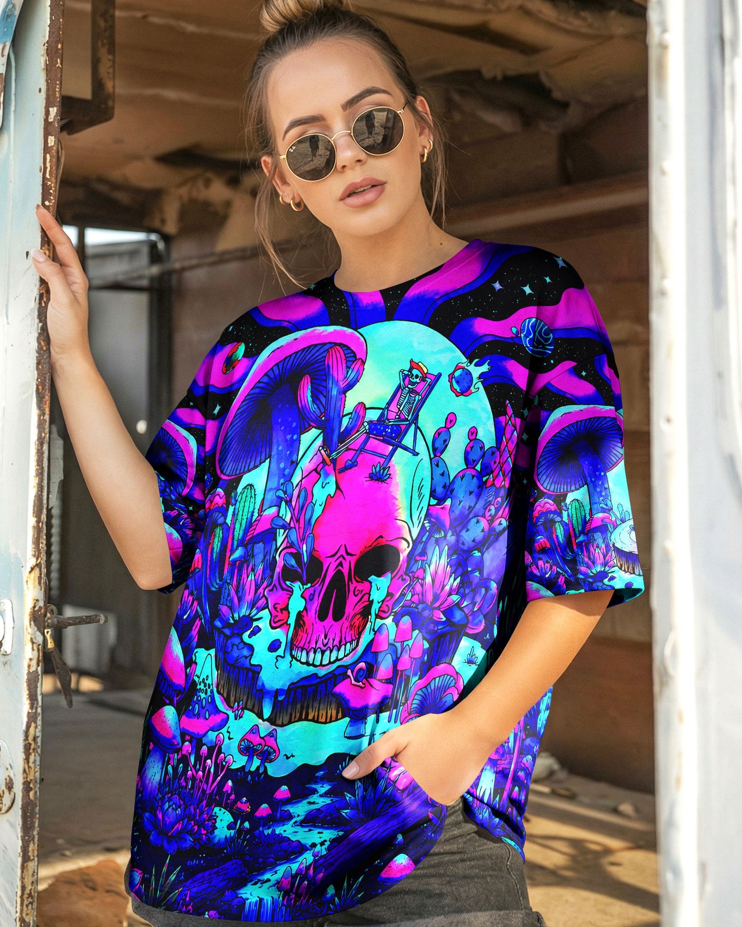 PSYCHEDELIC SKULL  HIPPIE ALL OVER PRINT   - TLNT1305262