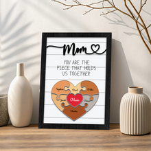 Load image into Gallery viewer, Mother&#39;s Day Personalized Mom Heart Puzzle Sign

