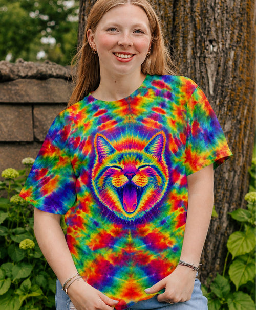 FUNNY CAT COLORFUL NEON BURST PATTERN ALL OVER PRINT  - TLHN1505261
