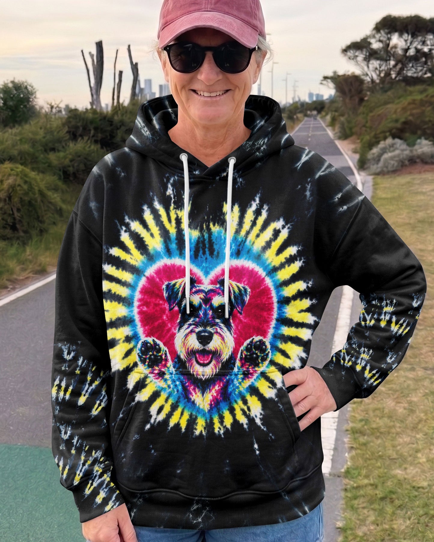SCHNAUZER DOG HEART SWIRL ALL OVER PRINT  - TLTW11605262