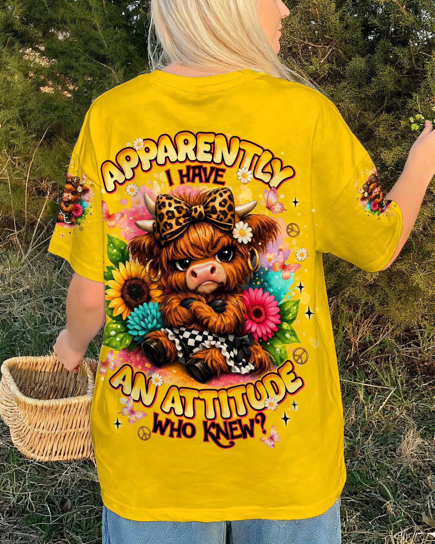 APPARENTLY I HAVE AN ATTITUDE WHO KNEW COW ALL OVER PRINT - TLNT1905262