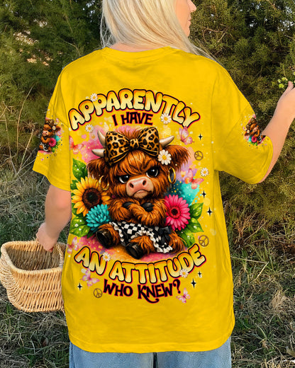 APPARENTLY I HAVE AN ATTITUDE WHO KNEW COW ALL OVER PRINT - TLNT1905262