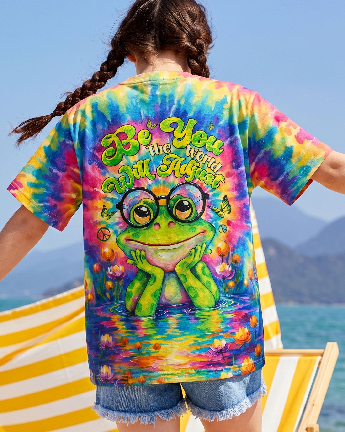 BE YOU THE WORLD WILL ADJUST FROG KIDS ALL OVER PRINT  - TLTW1106261