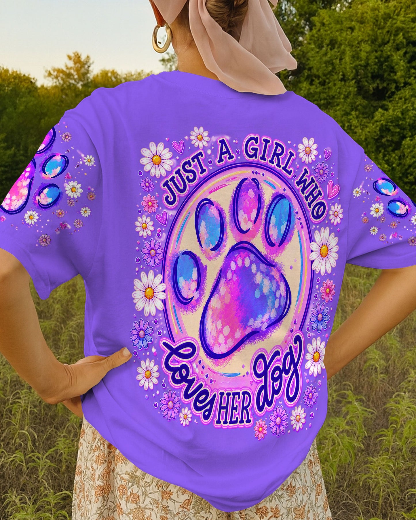JUST A GIRL WHO LOVES HER DOG PAW ALL OVER PRINT  - TLNT0405264