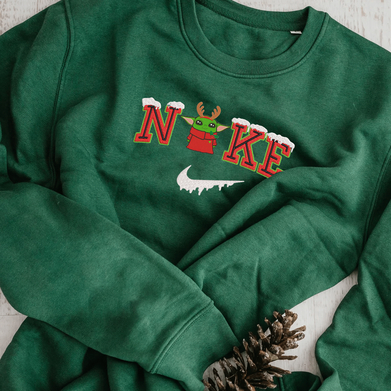 Personalized Embroidered Christmas Yoda Hoodie Sweatshirt T-Shirt