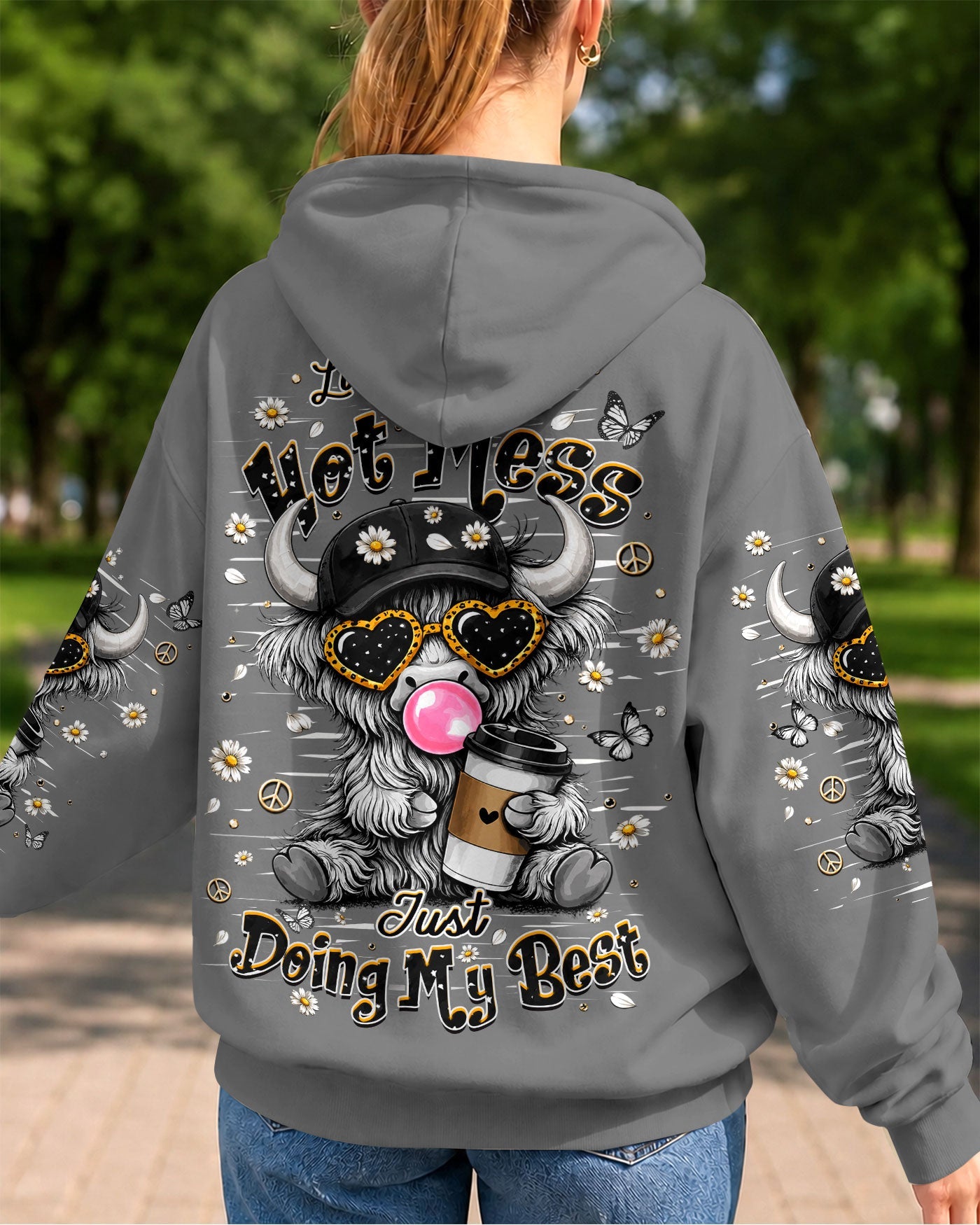 LITTLE BIT A HOT MESS COW ALL OVER PRINT  - TLHN1706264