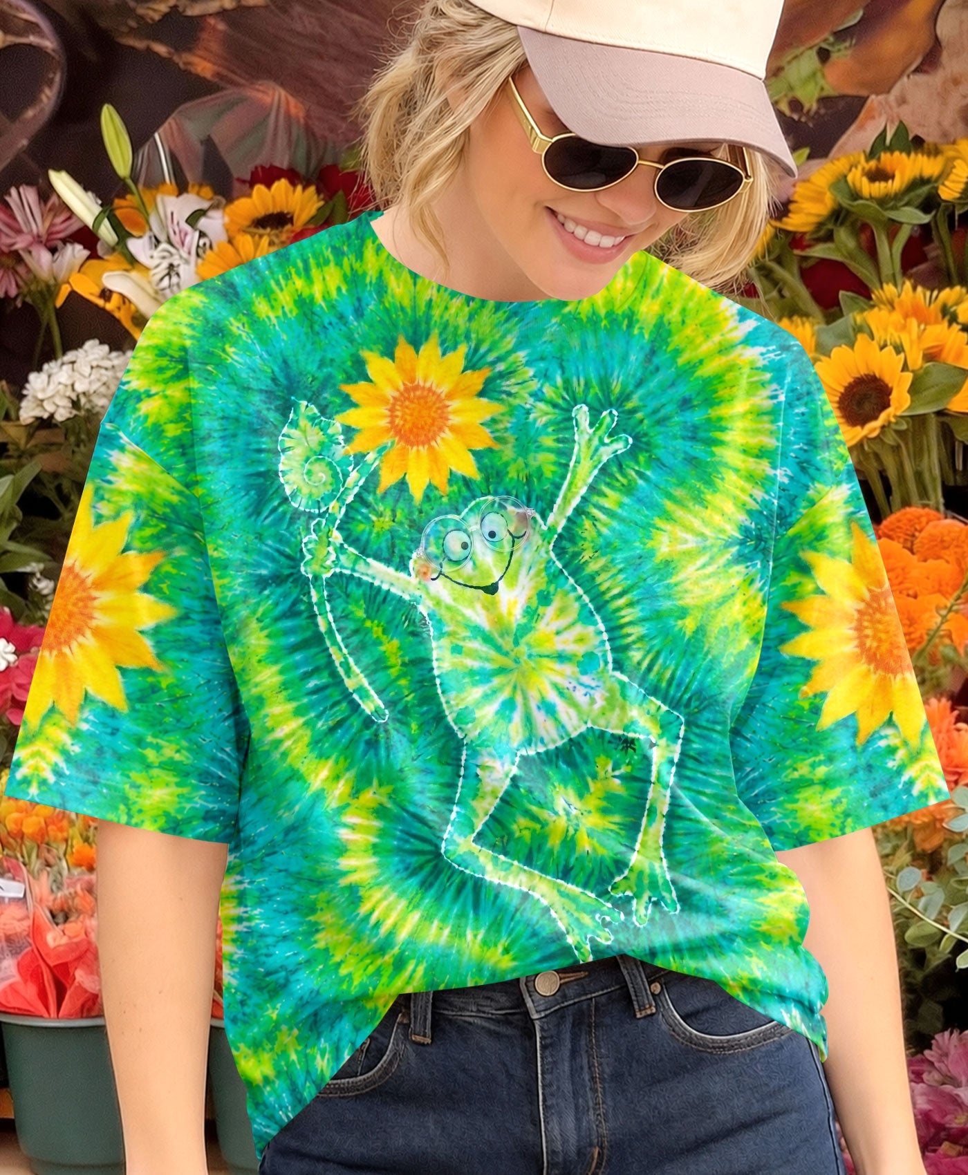 FROG SUNFLOWER SWIRL ALL OVER PRINT   - TLHN1906264