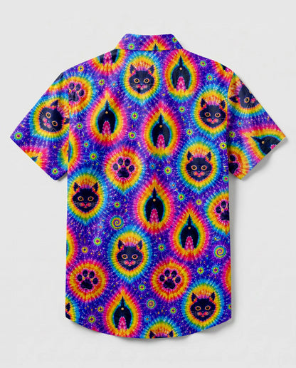FUNNY CAT PAW PRINT BUTTON-DOWN COLLAR SHIRT - TLHN1606262