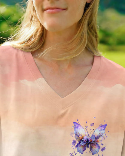 JUST BREATHE BUTTERFLY FLORAL  ALL OVER PRINT - TLHG0204261
