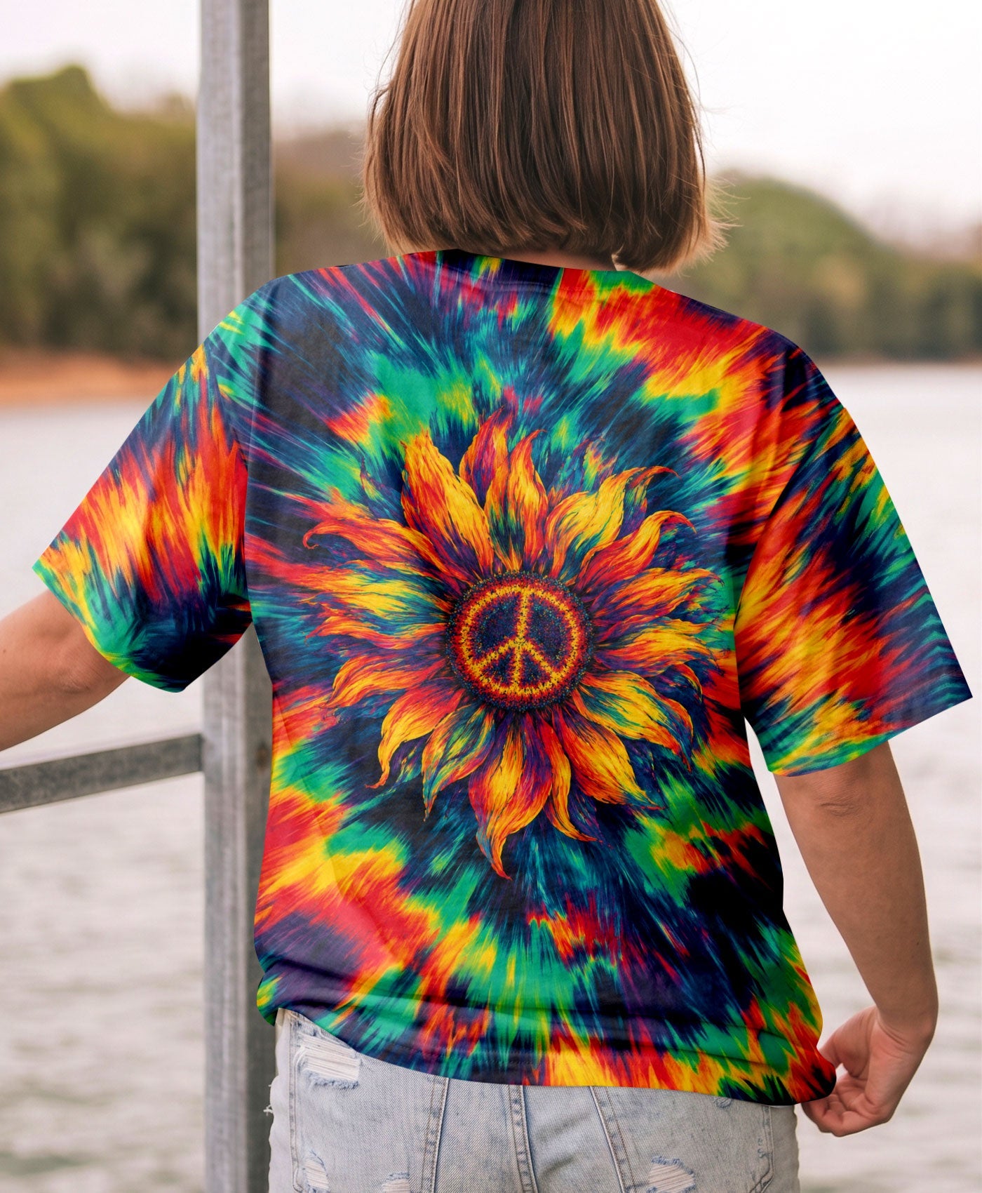 PEACE SUNFLOWER ART COLORFUL ALL OVER PRINT - TLHN0707263