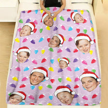 Load image into Gallery viewer, Personalized Family Photo Christmas Light Soft Blanket
