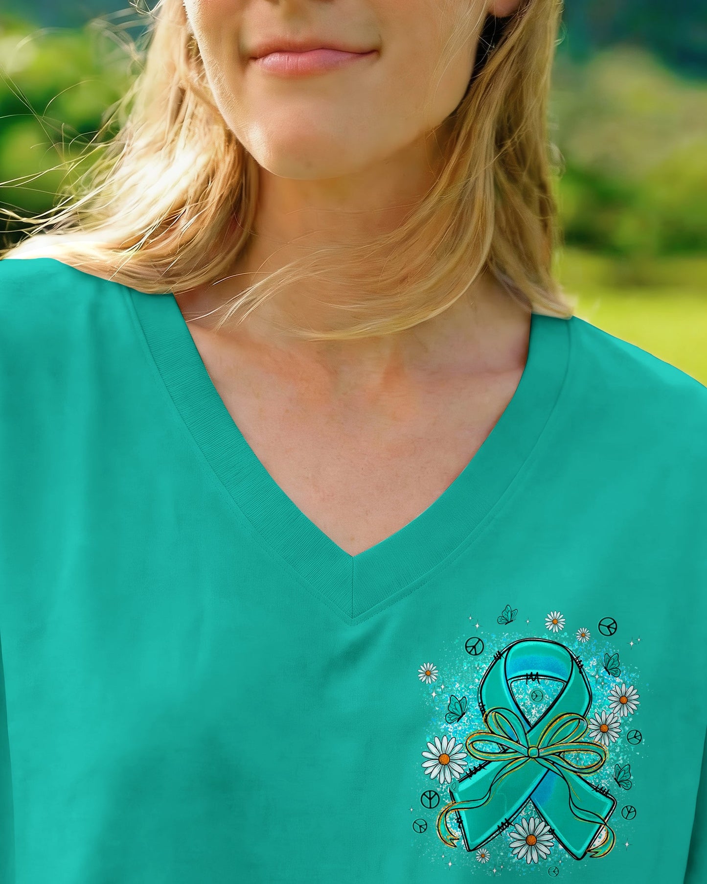 IN SEPTEMBER WE WEAR TEAL OVARIAN CANCER AWARENESS ALL OVER PRINT - TYPQ1507261