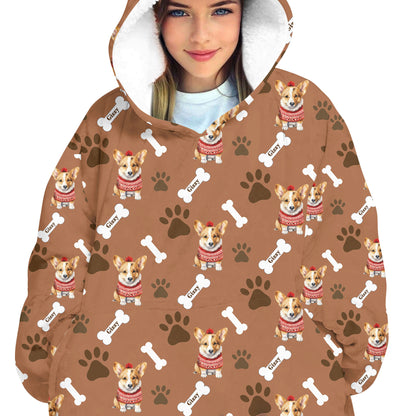 Personalized Pup In Ugly Sweater Blanket Hoodie