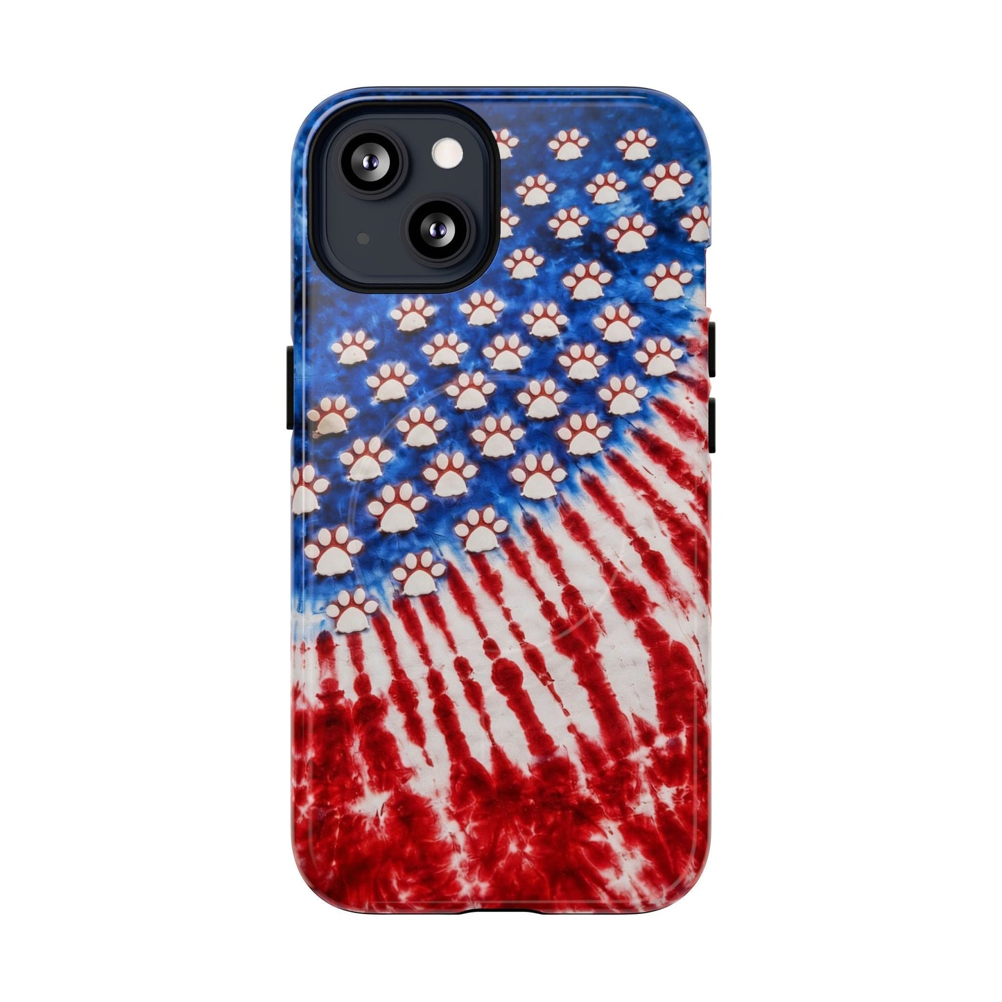 PAW PRINT RED WHITE & BLUE MAGNETIC PHONE CASE - TLHG1704262