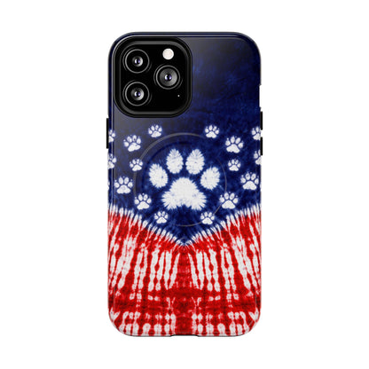 PAW PRINT RED WHITE & BLUE MAGNETIC PHONE CASE - TLTW1604262