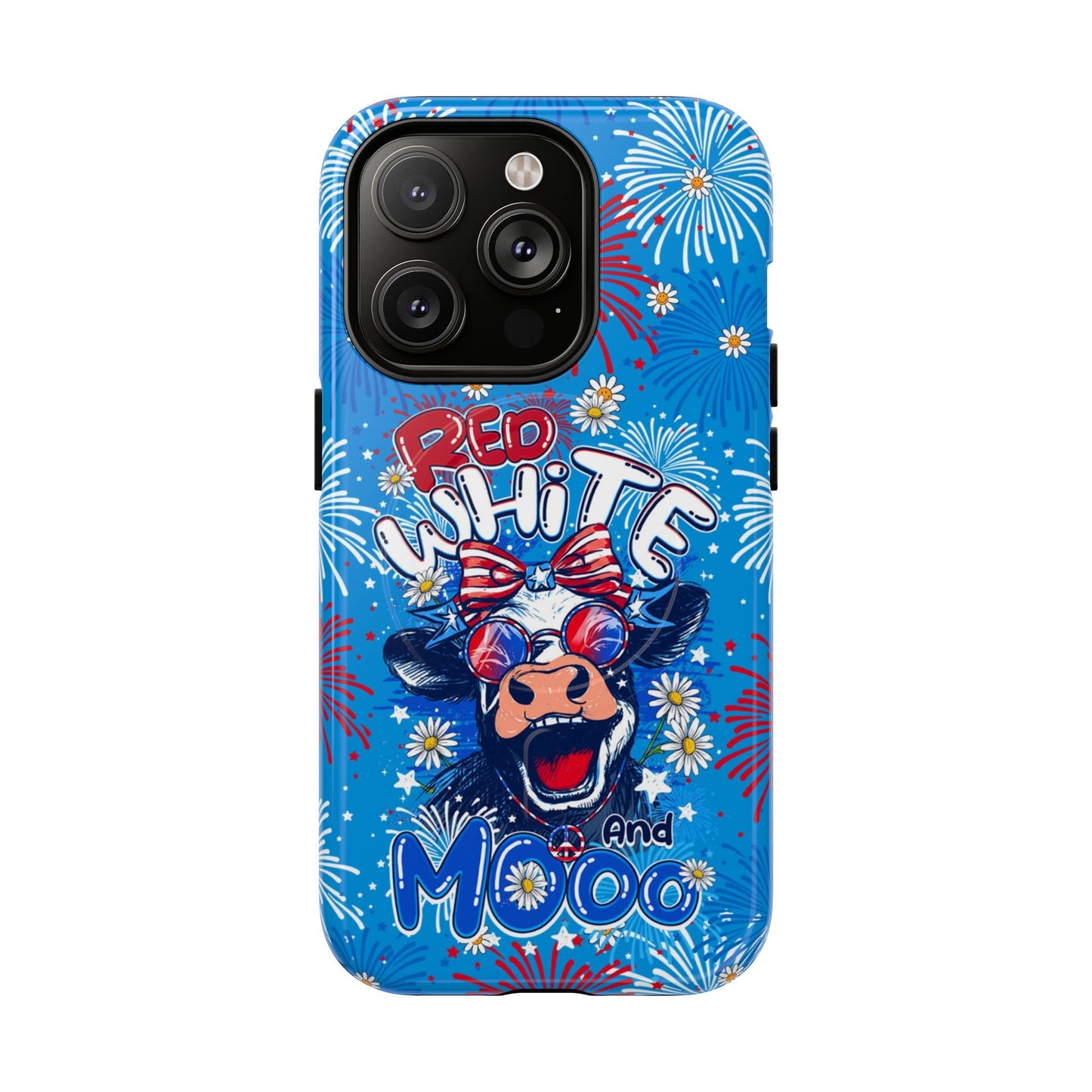 RED WHITE AND MOOO COW MAGNETIC PHONE CASE  - TY1306262