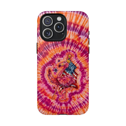 RED WHITE & BLUE FLAMINGO SWIRL MAGNETIC PHONE CASE  - TLNO0405262