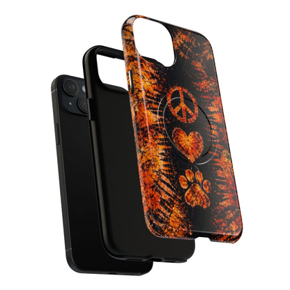 PEACE LOVE PAW PRINT VINTAGE MAGNETIC  PHONE CASE  - TLHN2204264