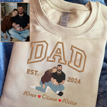 Load image into Gallery viewer, Father&#39;s Day EST Personalized Embroidered Family Photo Hoodie Sweatshirt T-Shirt
