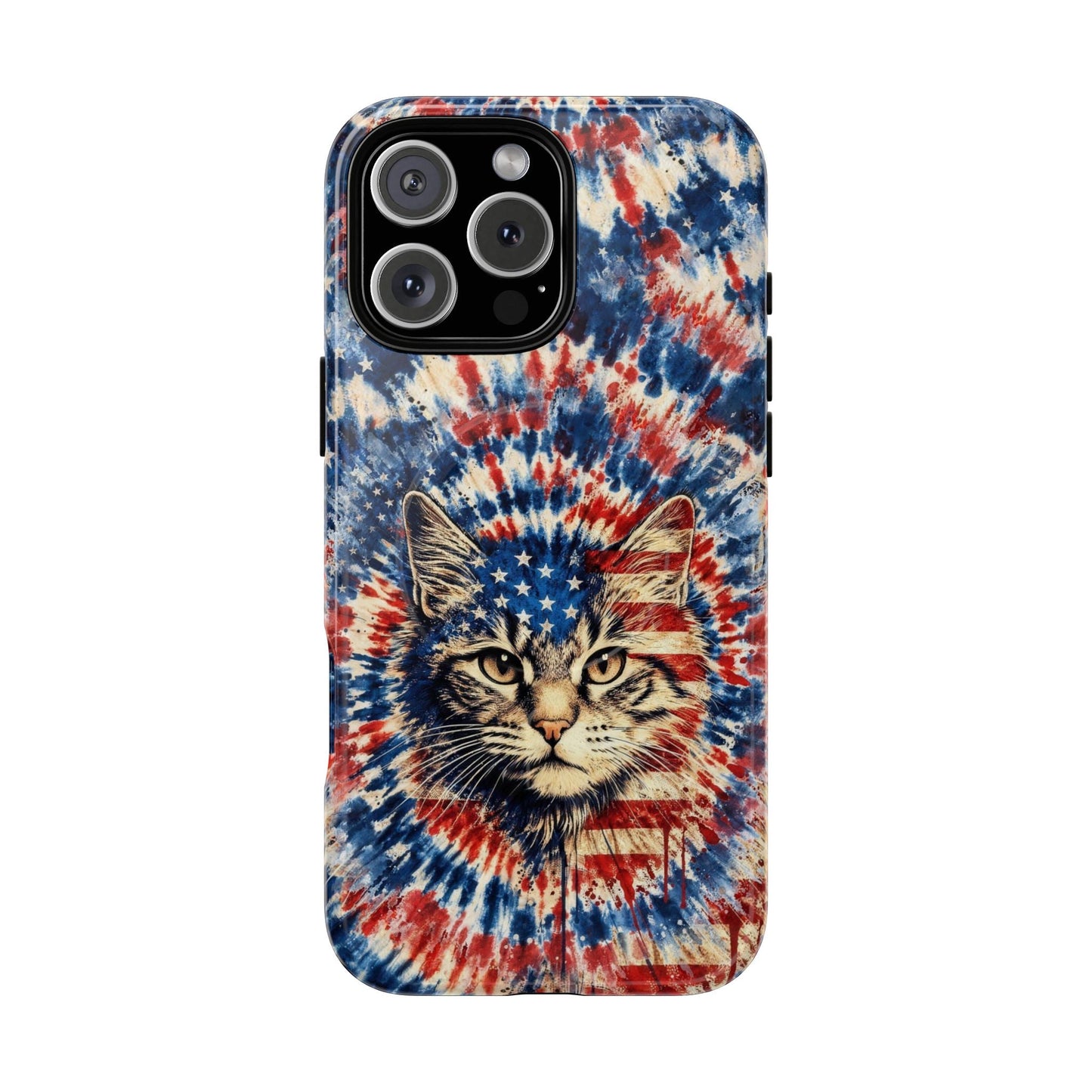 CAT RED WHITE & BLUE VINTAGE MAGNETIC PHONE CASE  - TLHG2004262