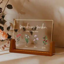 Load image into Gallery viewer, Grandmas Garden Custom Acrylic LED Night Light, Gift For Grandma, Mother&#39;s Day Gift
