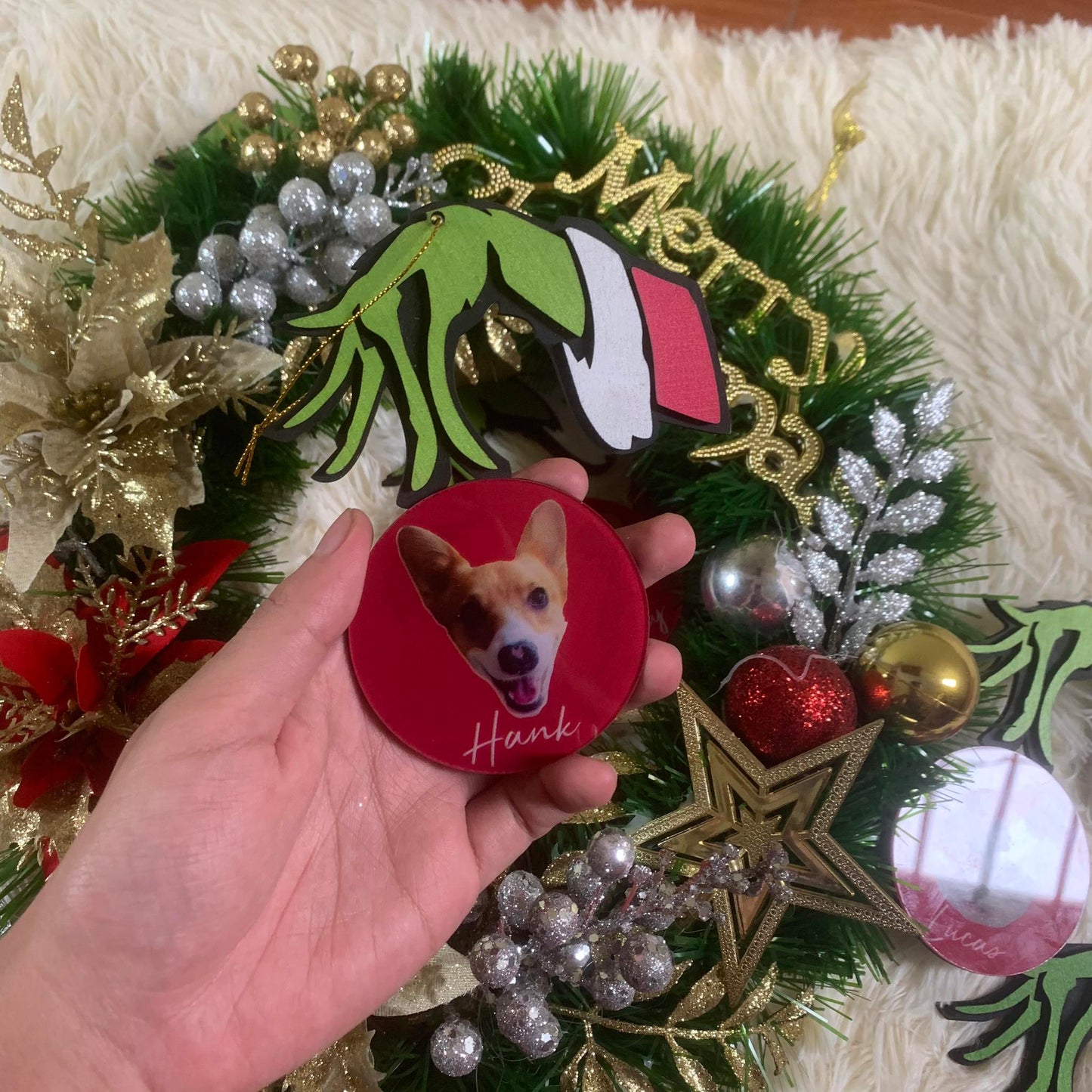 Personalized G-r-i-n-c-h Pet Ornament From Your Pet Photo