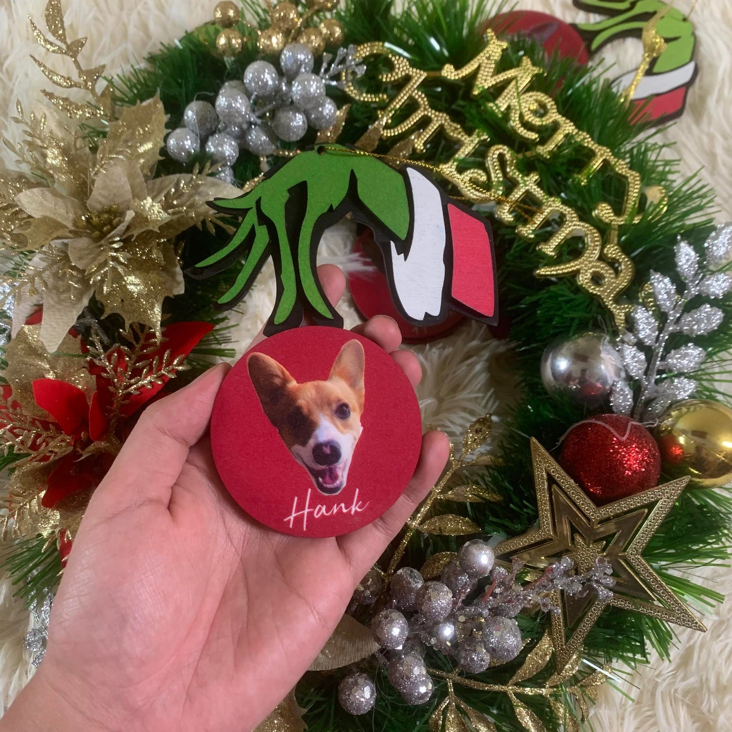 Personalized G-r-i-n-c-h Pet Ornament From Your Pet Photo