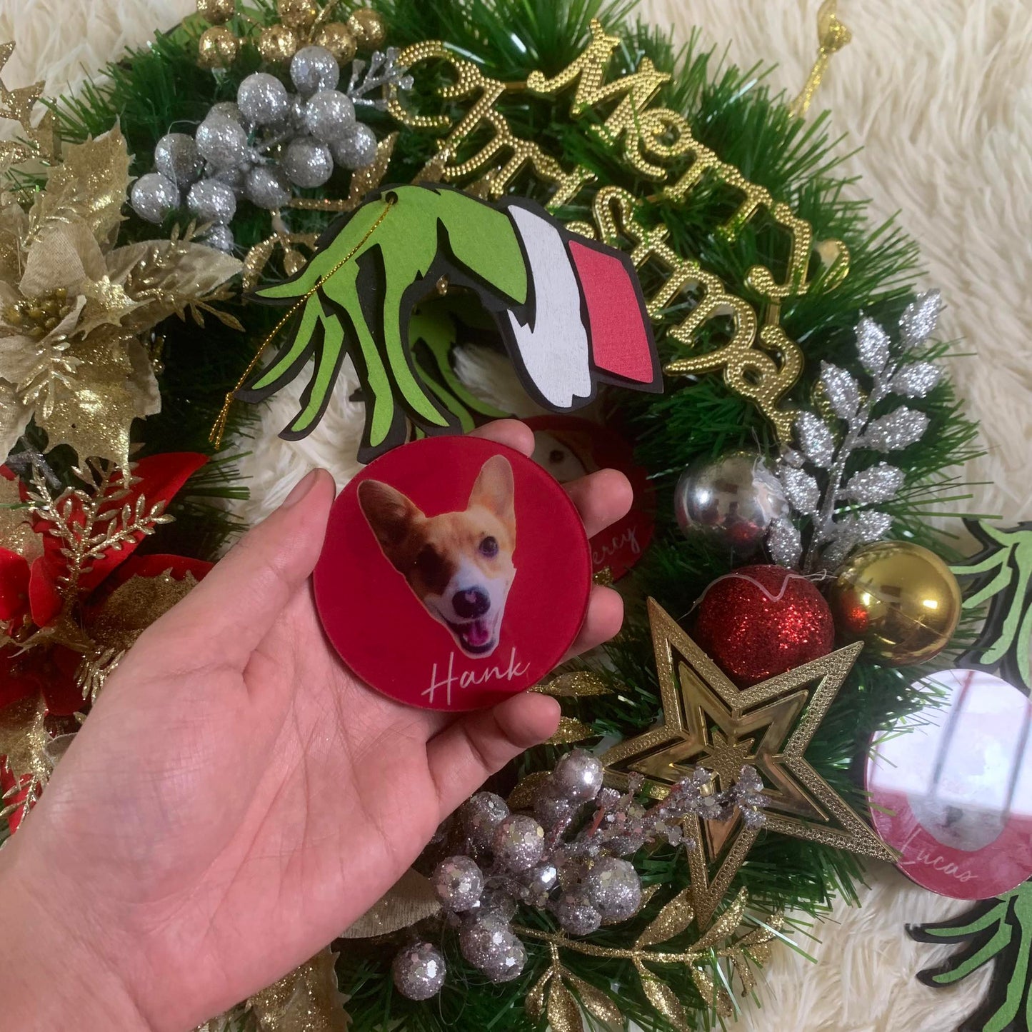 Personalized G-r-i-n-c-h Pet Ornament From Your Pet Photo