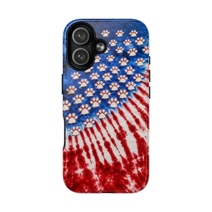 PAW PRINT RED WHITE & BLUE MAGNETIC PHONE CASE - TLHG1704262