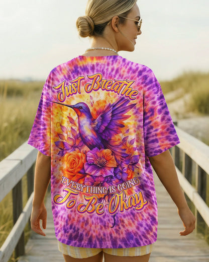 JUST BREATHE HUMMINGBIRD FLORAL SWIRL ALL OVER PRINT - TLNO0804262