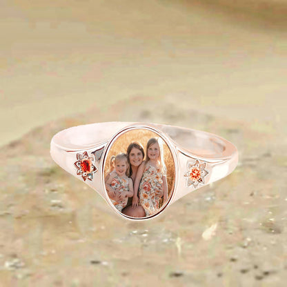 Personalized Birthstone Photo Ring