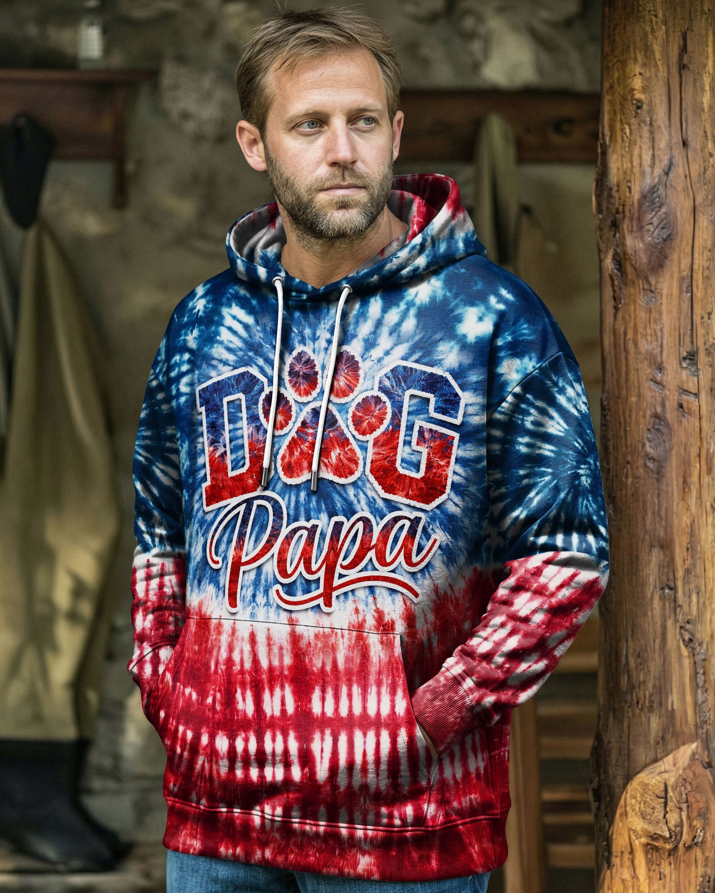 DOG PAPA RED WHITE & BLUE  ALL OVER PRINT  - TLNT2404263