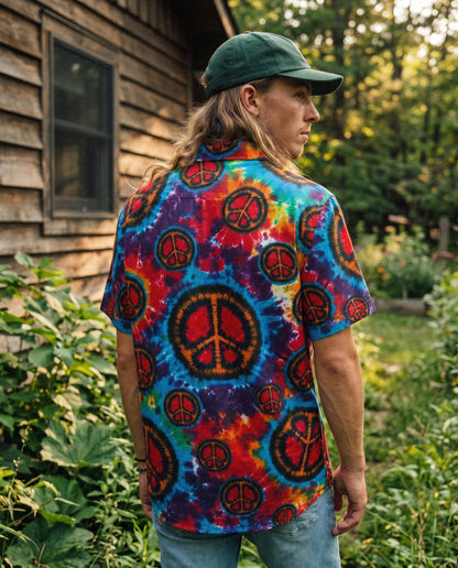RAINBOW PEACE BURST BUTTON-DOWN COLLAR SHIRT - KMTM0206262