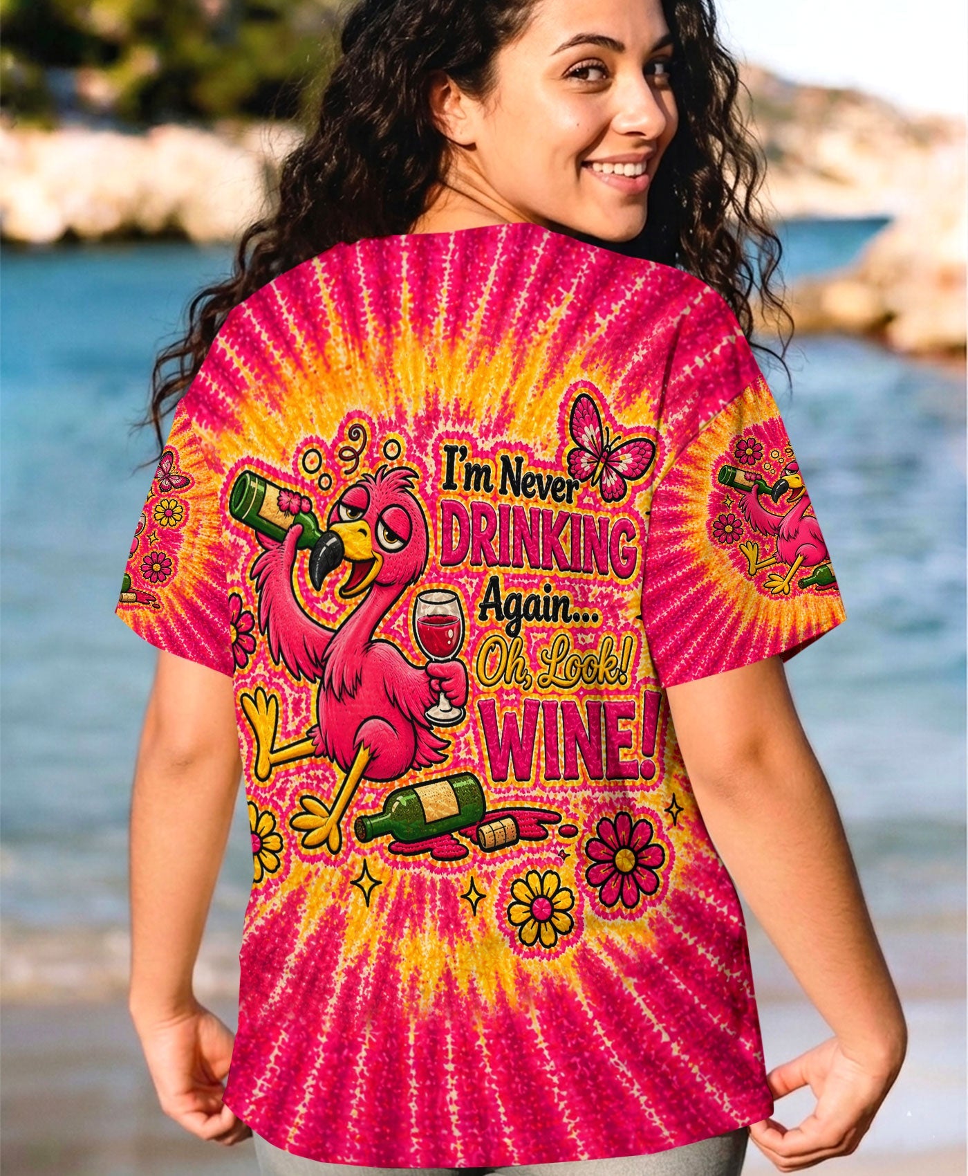 I'M NEVER DRINKING AGAIN FLAMINGO ALL OVER PRINT   - TLHN2804262