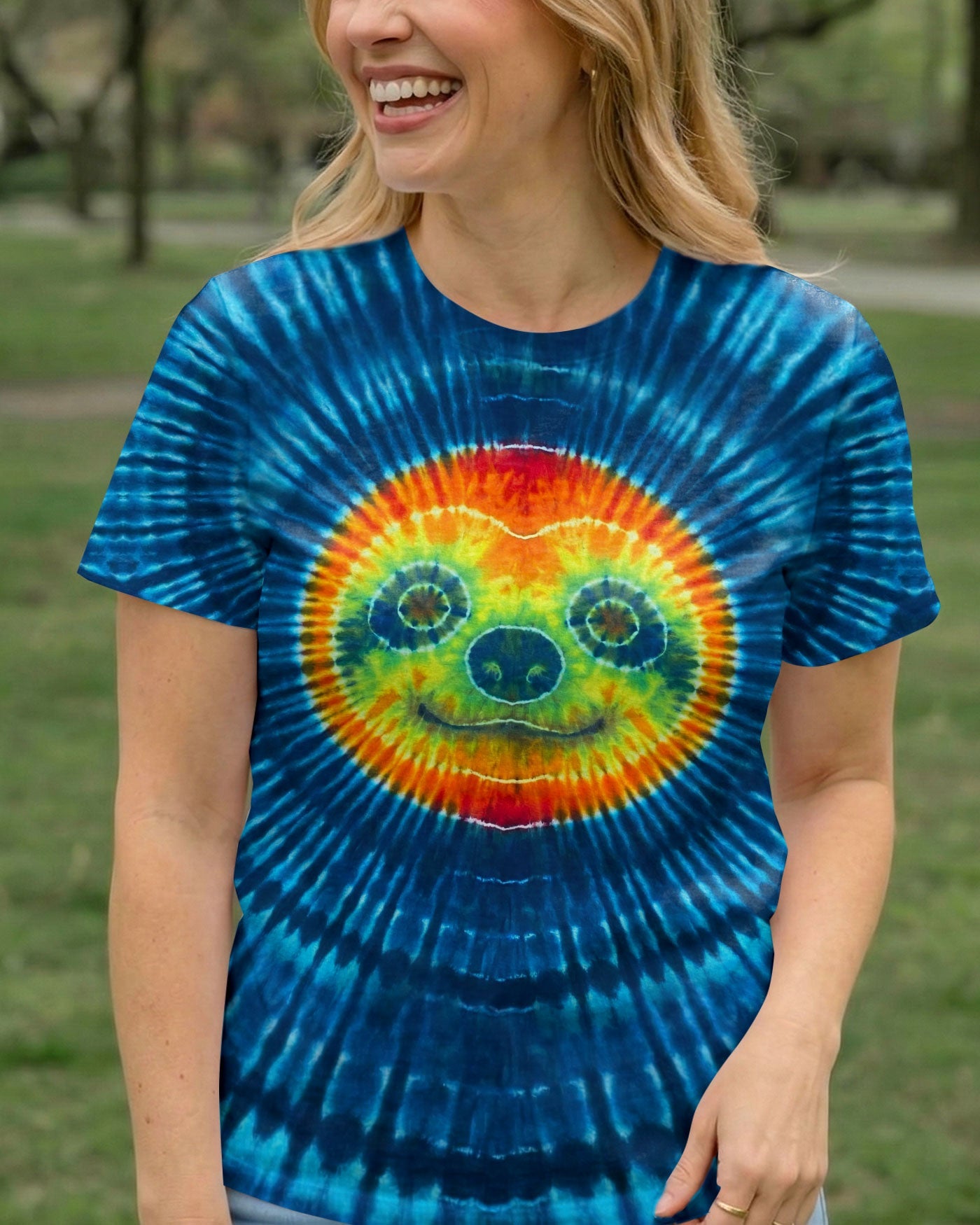 CUTE SLOTH FACE BLUE SWIRL ALL OVER PRINT - TLHN0904263