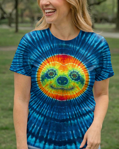 CUTE SLOTH FACE BLUE SWIRL ALL OVER PRINT - TLHN0904263