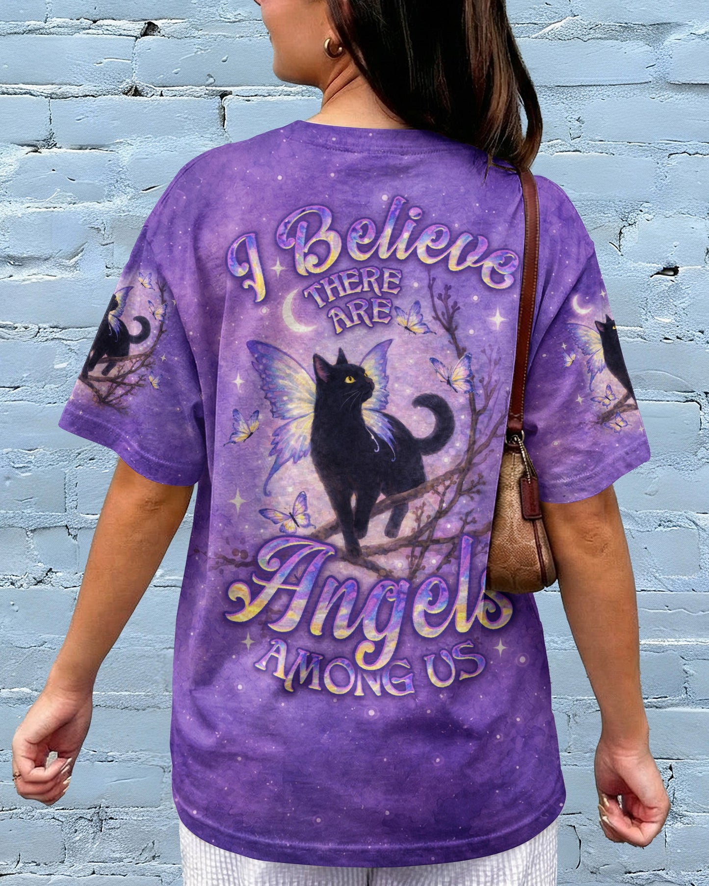 I BELIEVE THERE ARE ANGELS AMONG US BLACK CAT ALL OVER PRINT - TLNO1205261