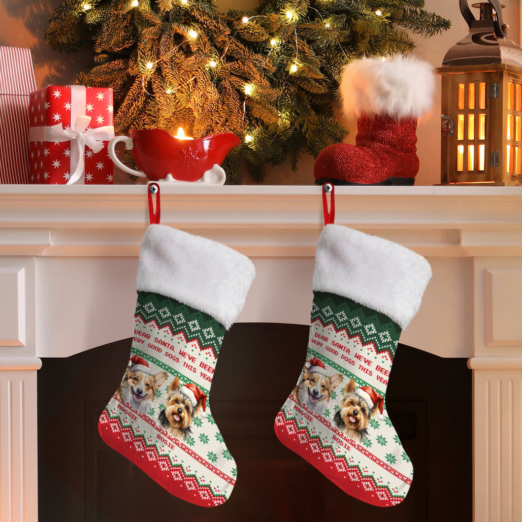 Personalized Pet Dog Cat Dear Santa Imitation Knitted Stockings
