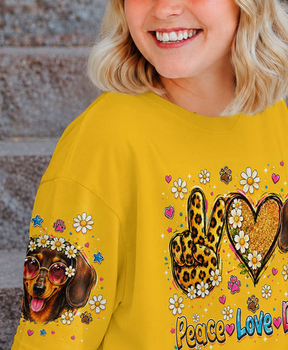 PEACE LOVE DACHSHUND DOG ALL OVER PRINT   - TLHN1905261