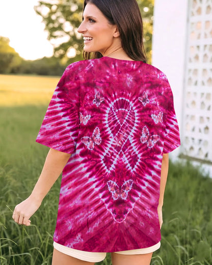 RIBBON BUTTERFLY  BREAST CANCER AWARENESS PINK SWIRL ALL OVER PRINT - TLHN1604261